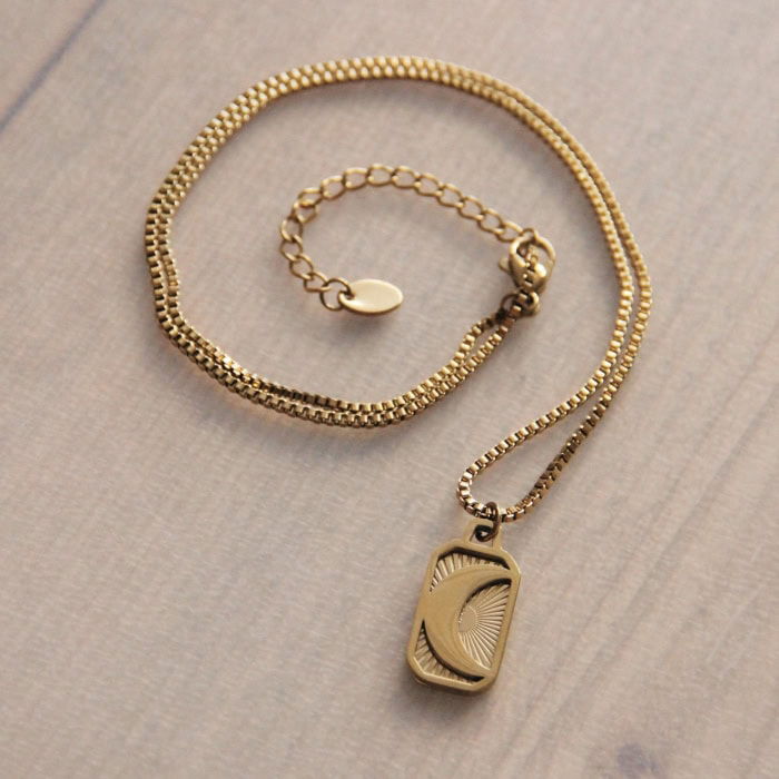 Snake ketting met tag maan – goud