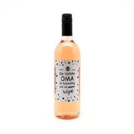 Wijnfles rosé 'De liefste Oma is toevallig wel de mijne-wijne'