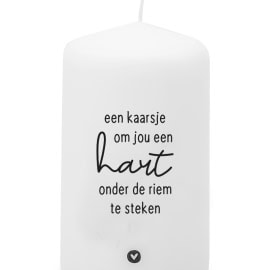 Zoedt Kaars met tekst 'Een kaarsje om jou een hart onder de riem te steken'