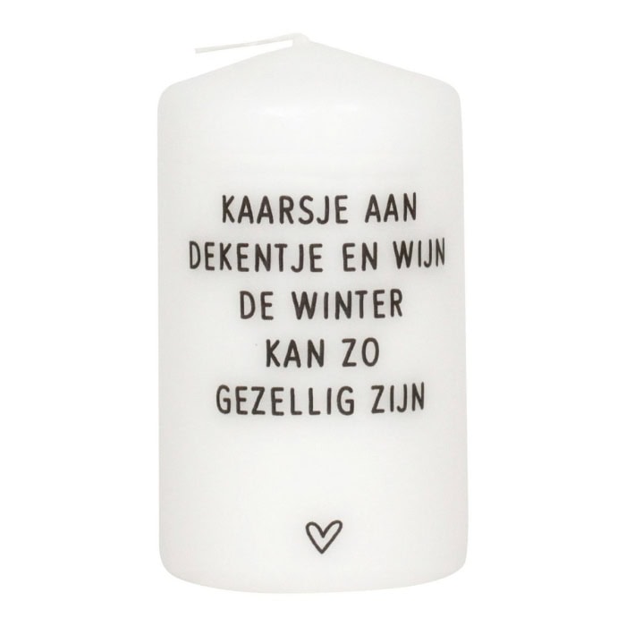 Zoedt Kaars met tekst 'Kaarsje aan, dekentje en wijn..'
