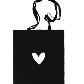 Katoenen tas | Hartje | Zwart