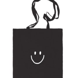 Katoenen tas | Smiley| Zwart