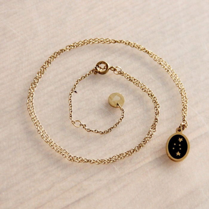 RVS fijne ketting met sterrenregen – zwart/goud