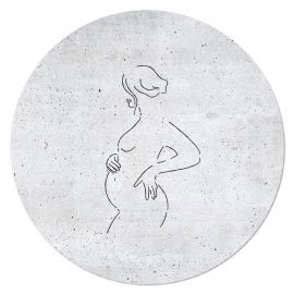 Zoedt- Muurcirkel betonlook met lijntekening zwangere vrouw