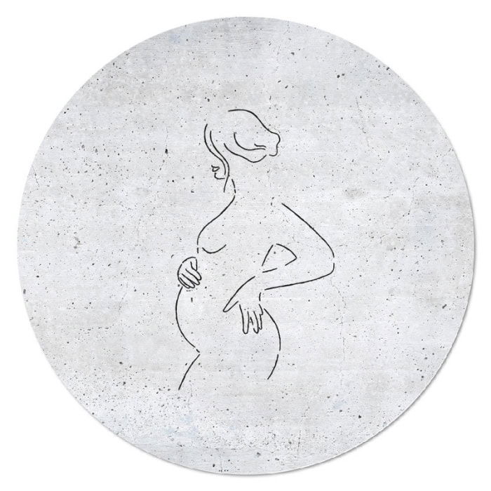 Zoedt- Muurcirkel betonlook met lijntekening zwangere vrouw