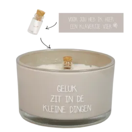 Flessenpost kaars - Geluk zit in de kleine dingen