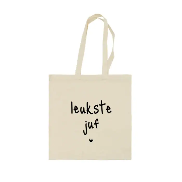 Katoenen tas | Leukste juf | Beige