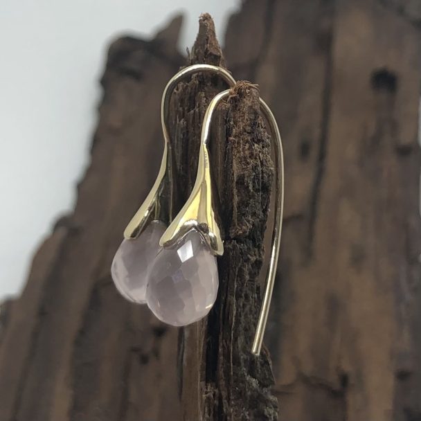 Oorhangers met druppel rozenkwarts - Afbeelding 3