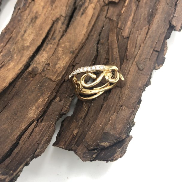Barokke ring met briljant - Afbeelding 2