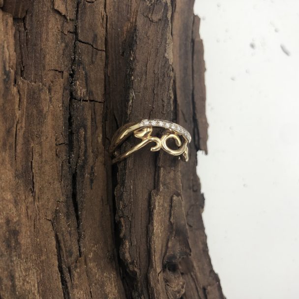Barokke ring met briljant - Afbeelding 3