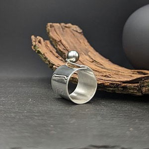 Jubileum zilver ring met parel
