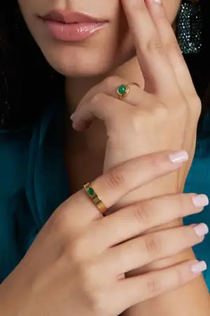 Ring Basic goud Met Gekleurde Steen