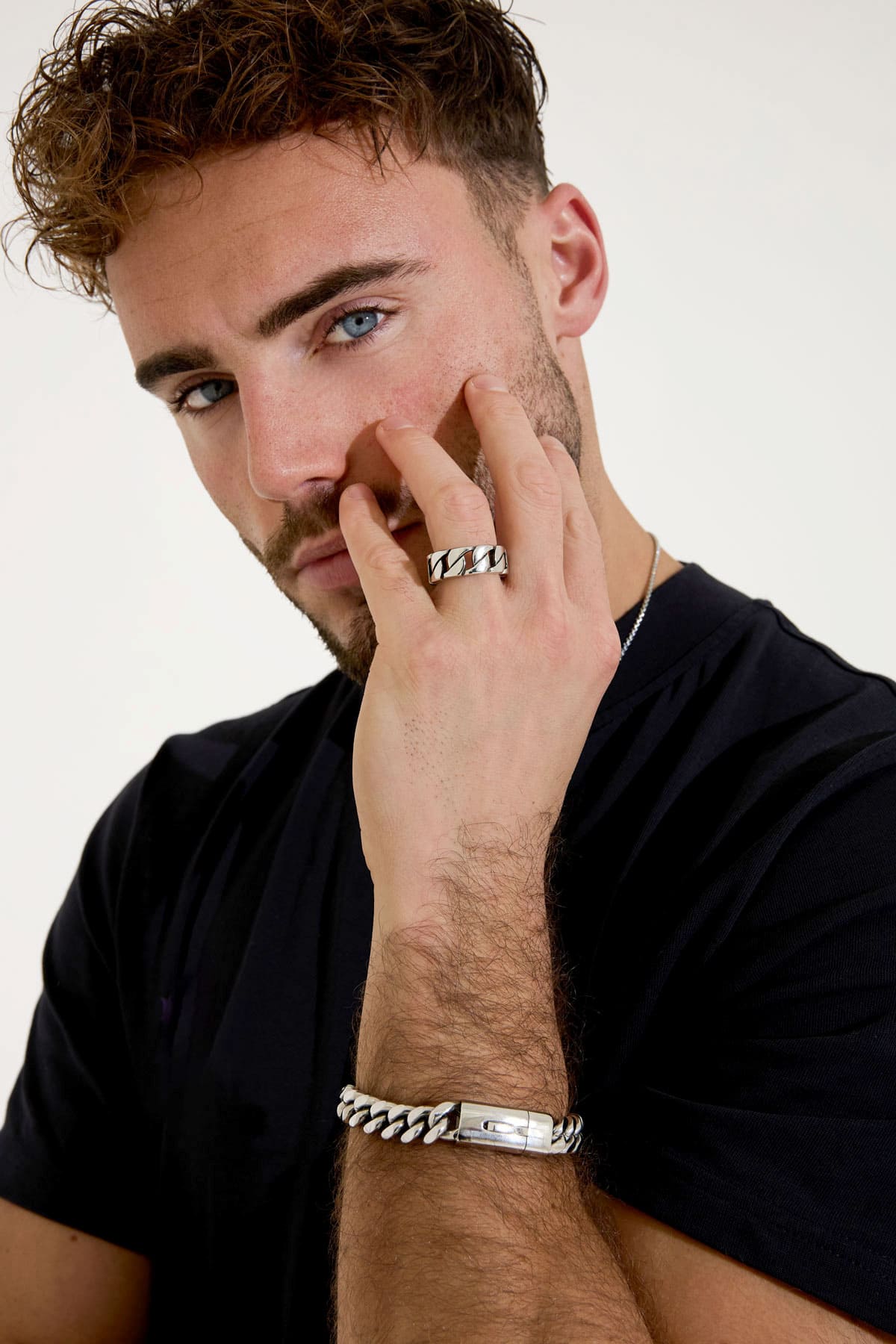 Stalen chain Herenring