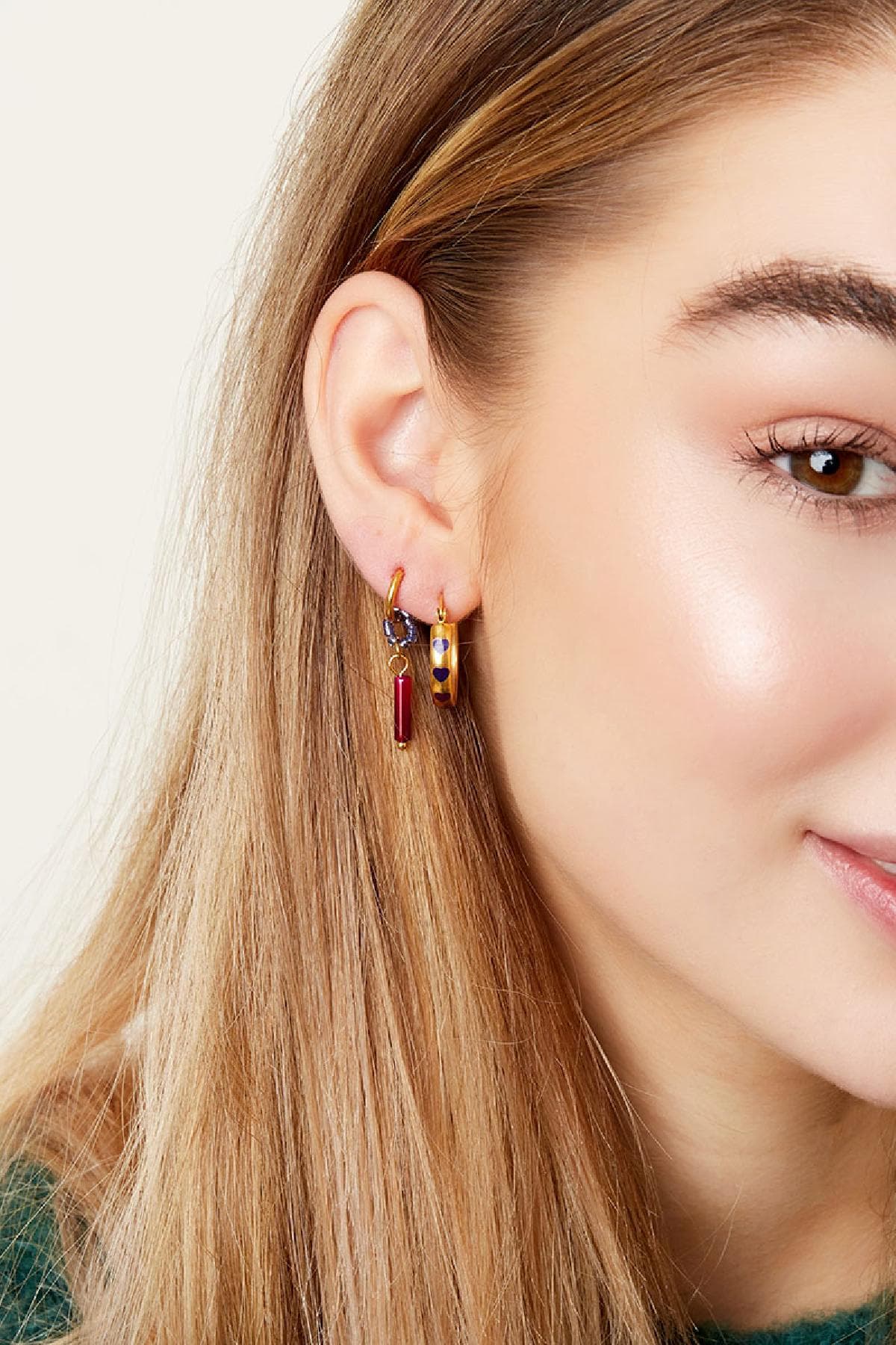 Oorbellen gekleurde steen bruin - Afbeelding 3