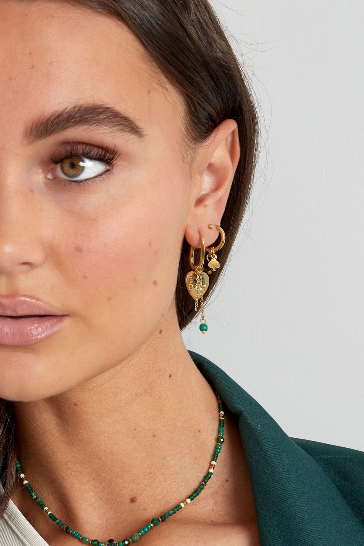 Oorbellen hart met ketting en kralen - Afbeelding 4