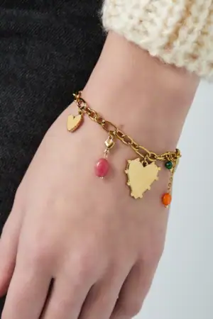 Bedelarmband Variety of Love Goud aan hand
