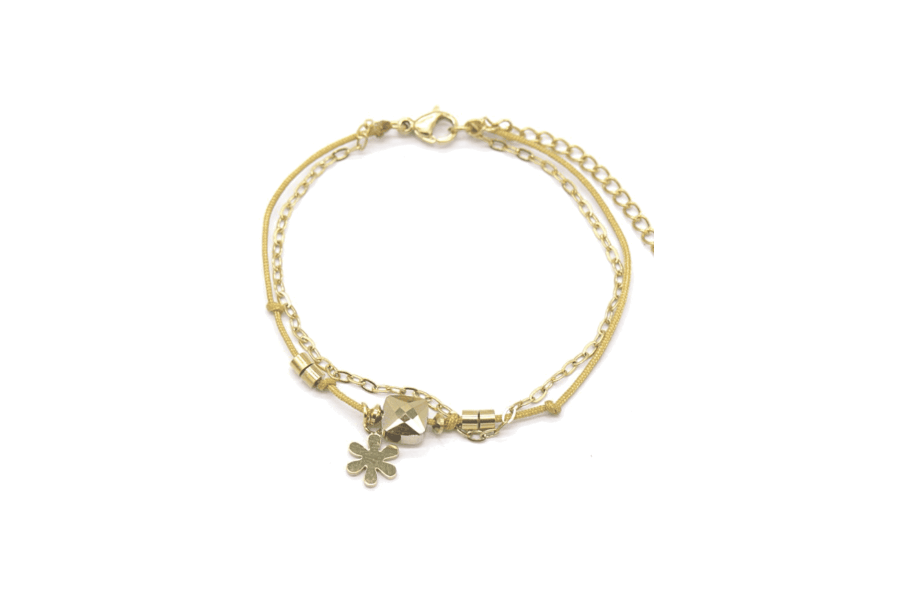 Stainless Steel Layered Bracelet Flower goud