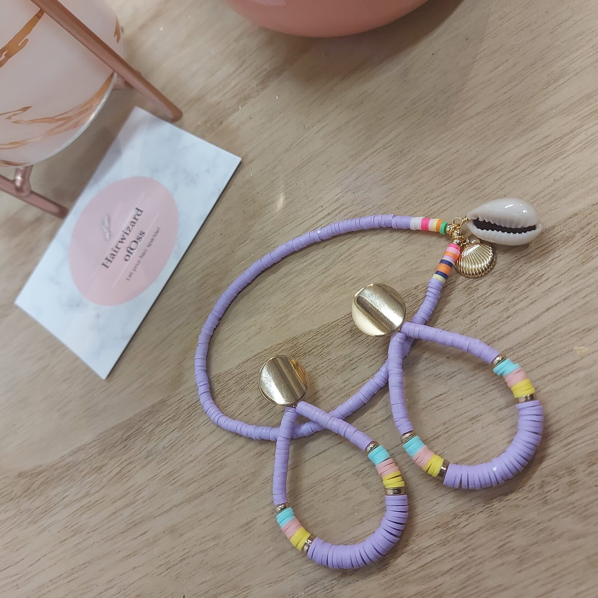 lilac set anklet and earrings
