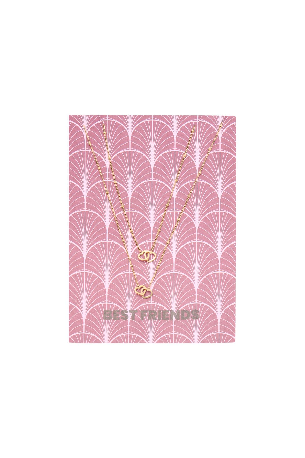 Ketting Card Hearts Best Friends goud