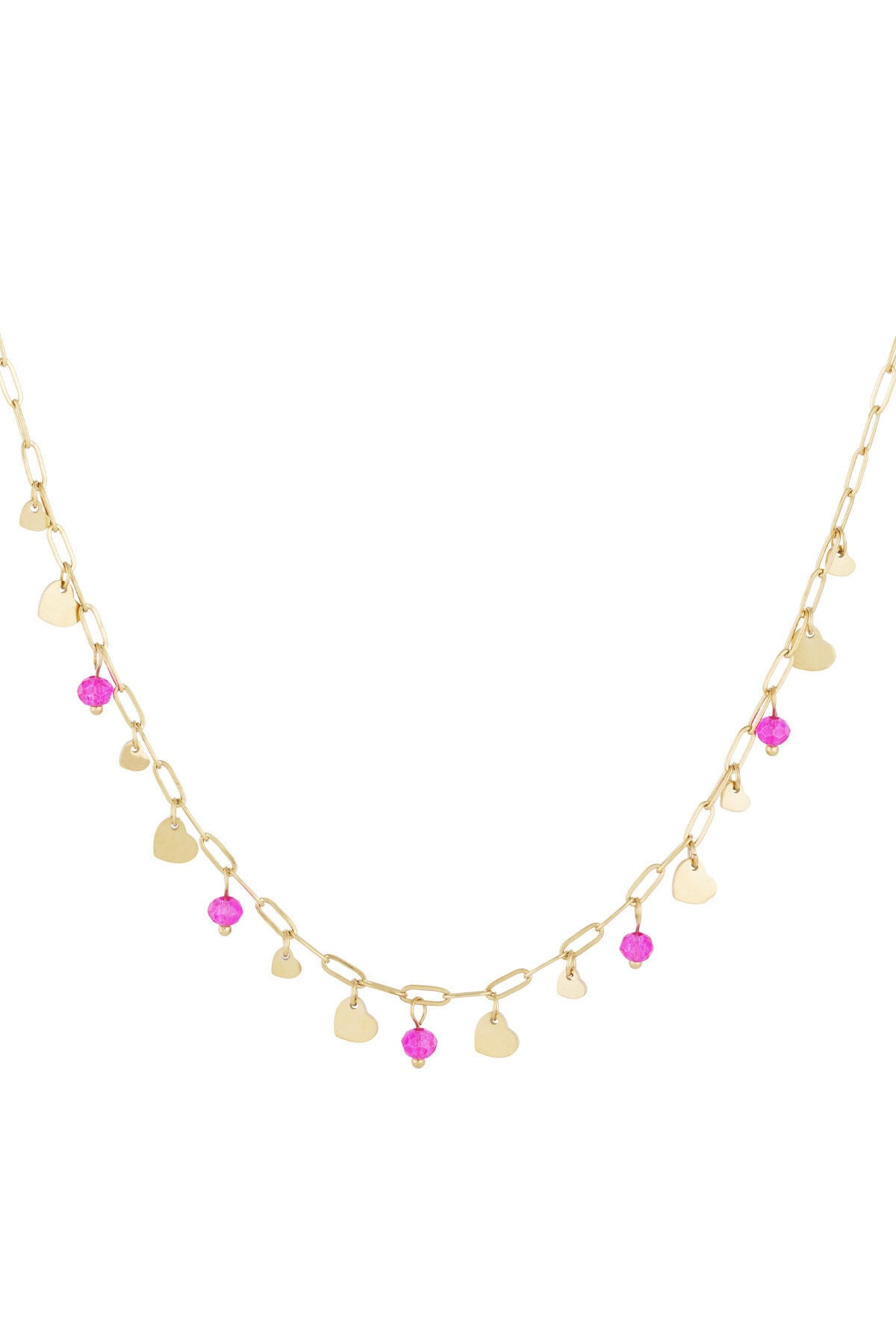 Ketting met hartjes en roze kraaltjes