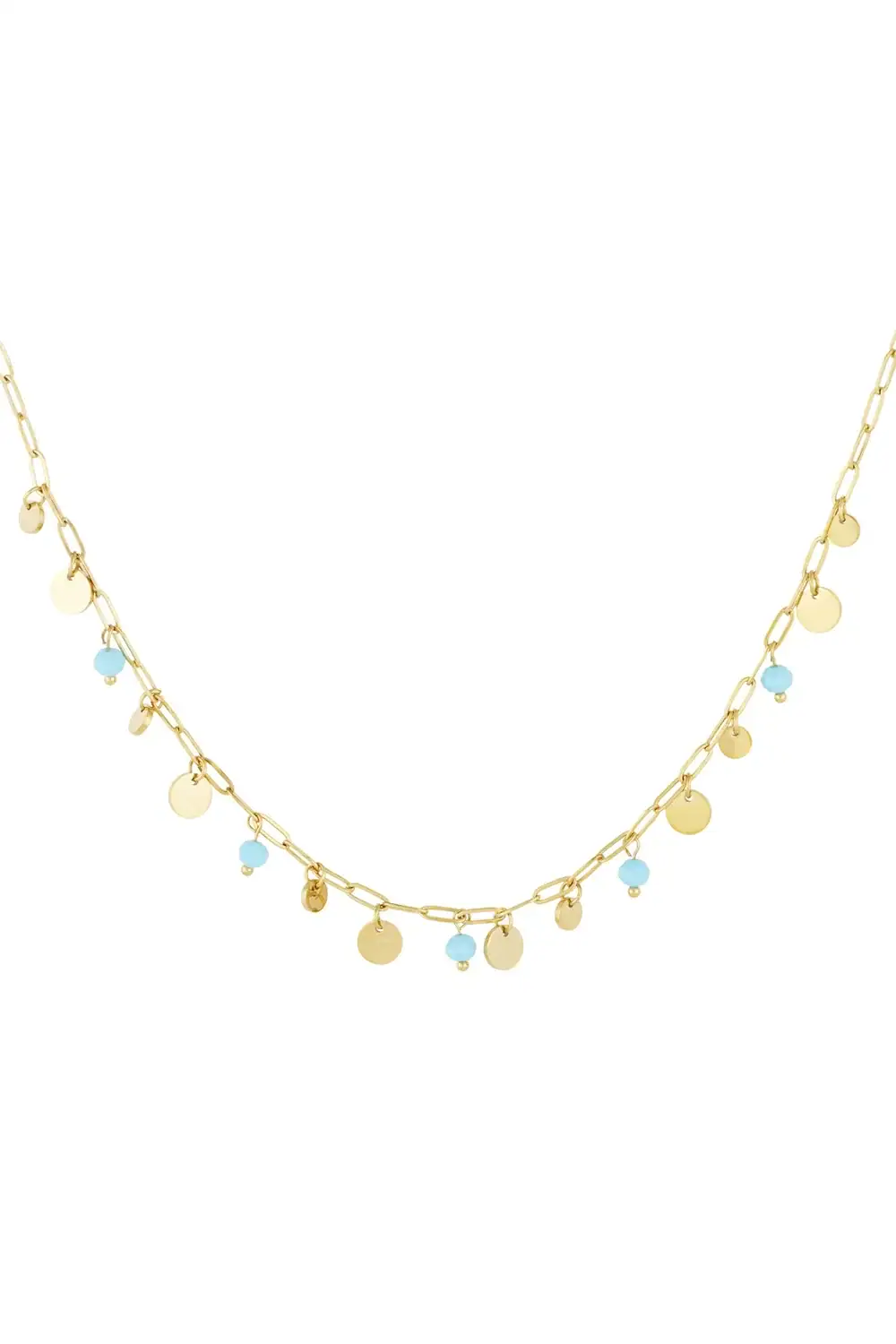 Ketting Muntjes en Kralen blauw