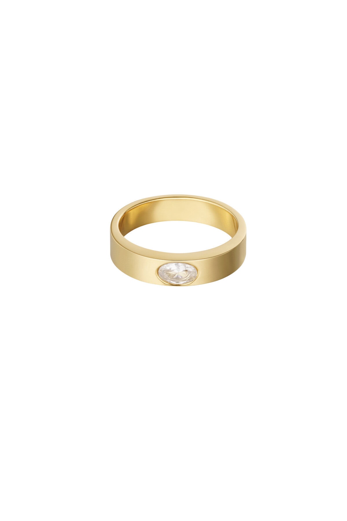 Ring Basic goud met witte steen