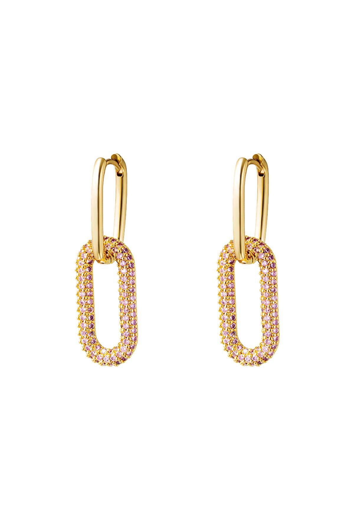 Geschakelde oorbellen met roze zirkonia's