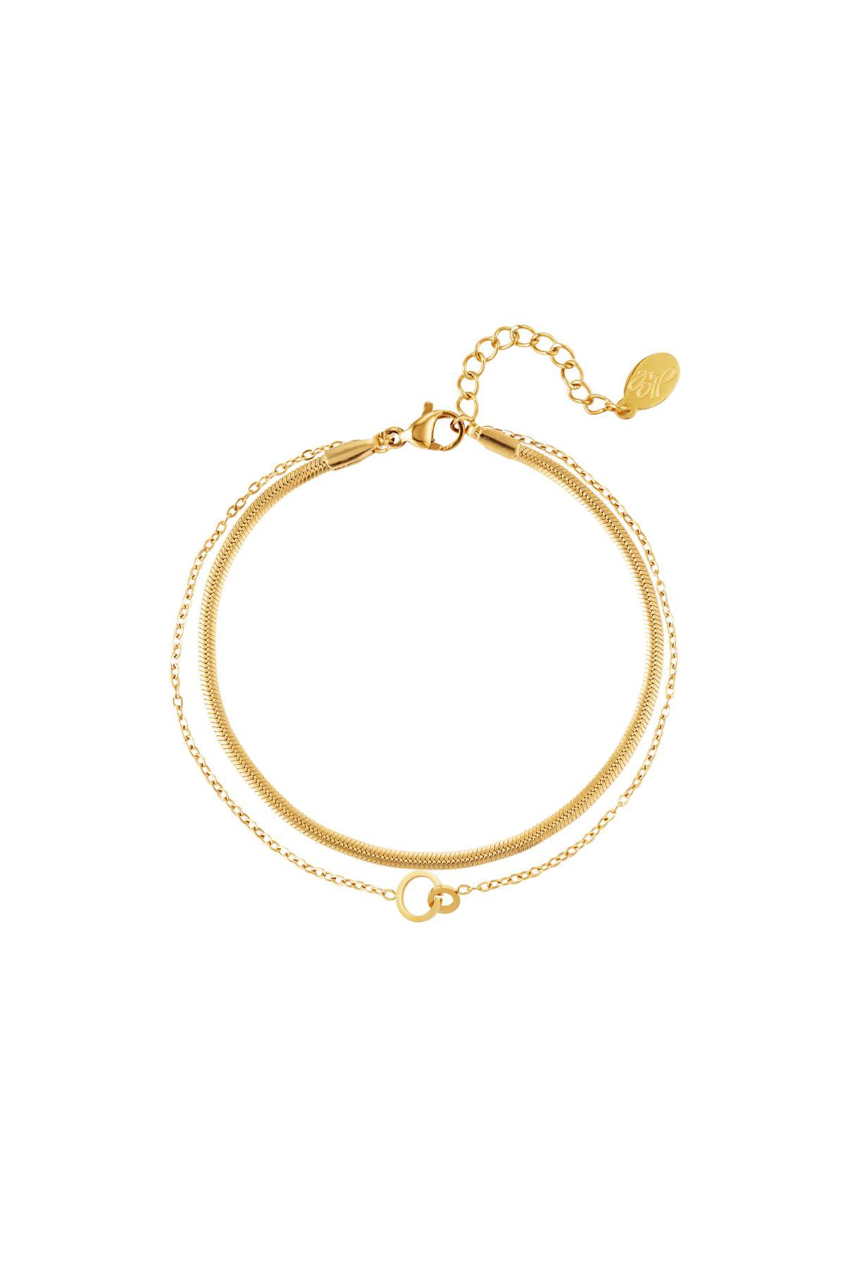 Dubbele armband met verbonden cirkels goud