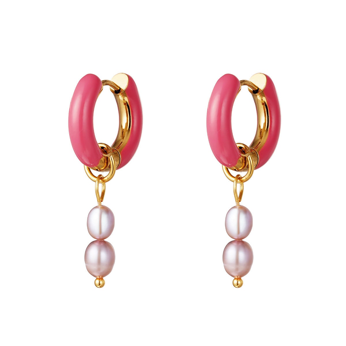 Oorbellen met gekleurde bedel parel