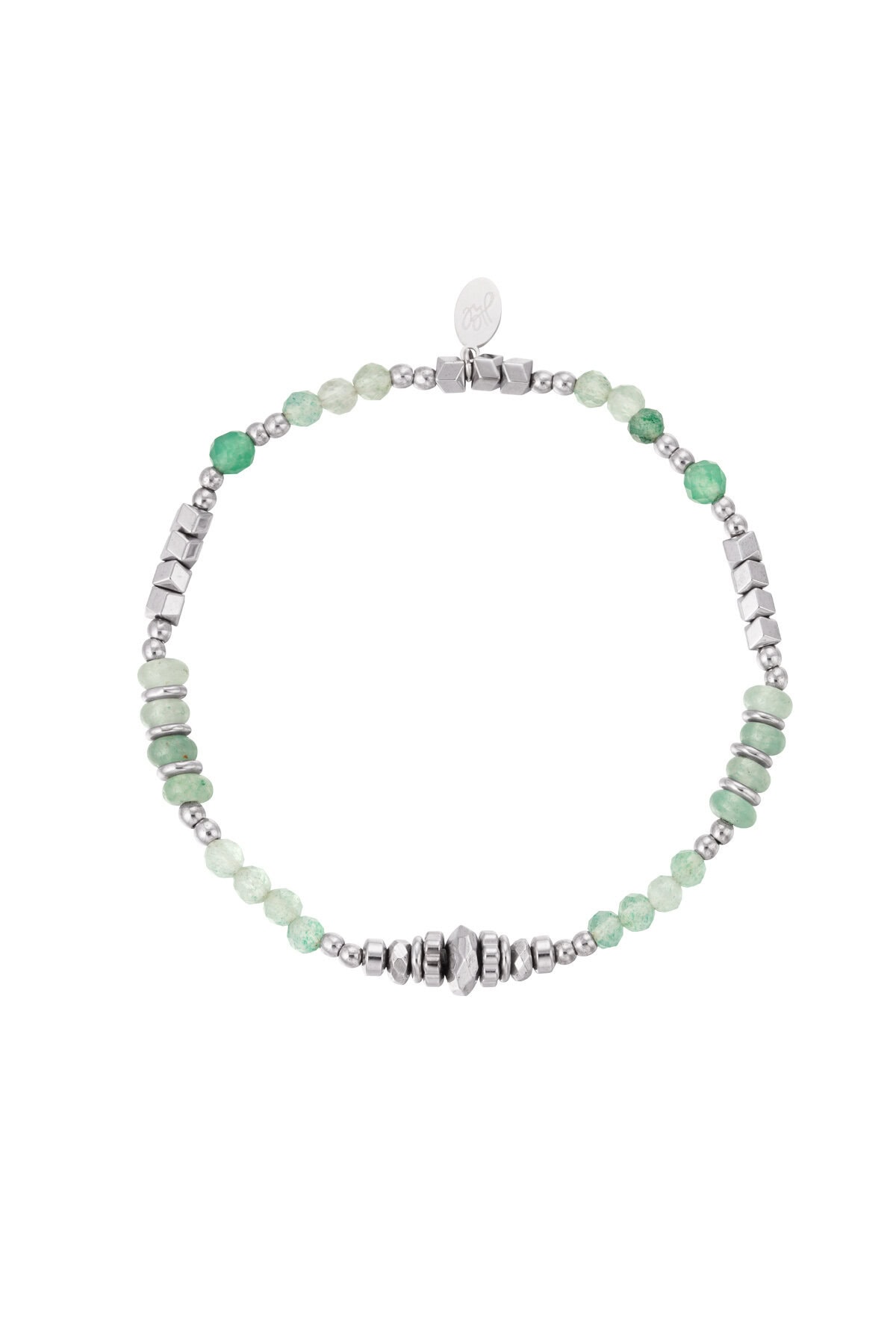Bracelet bead party green and silver