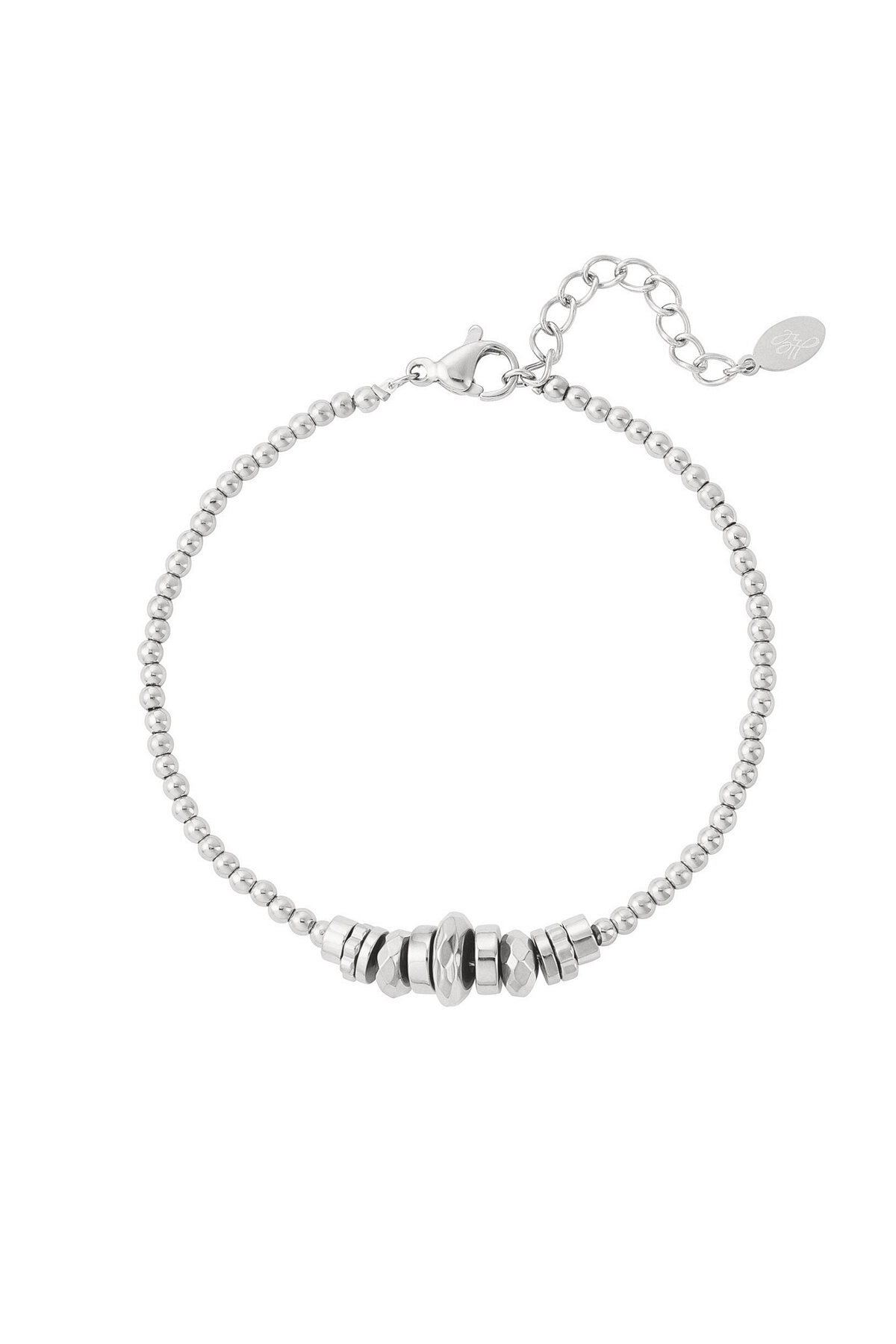 Armband met steentjes in het midden Zilver