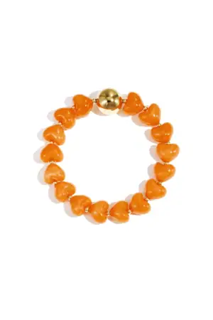 Acryl Armband Met Statement En Hartvormige Kralen Oranje