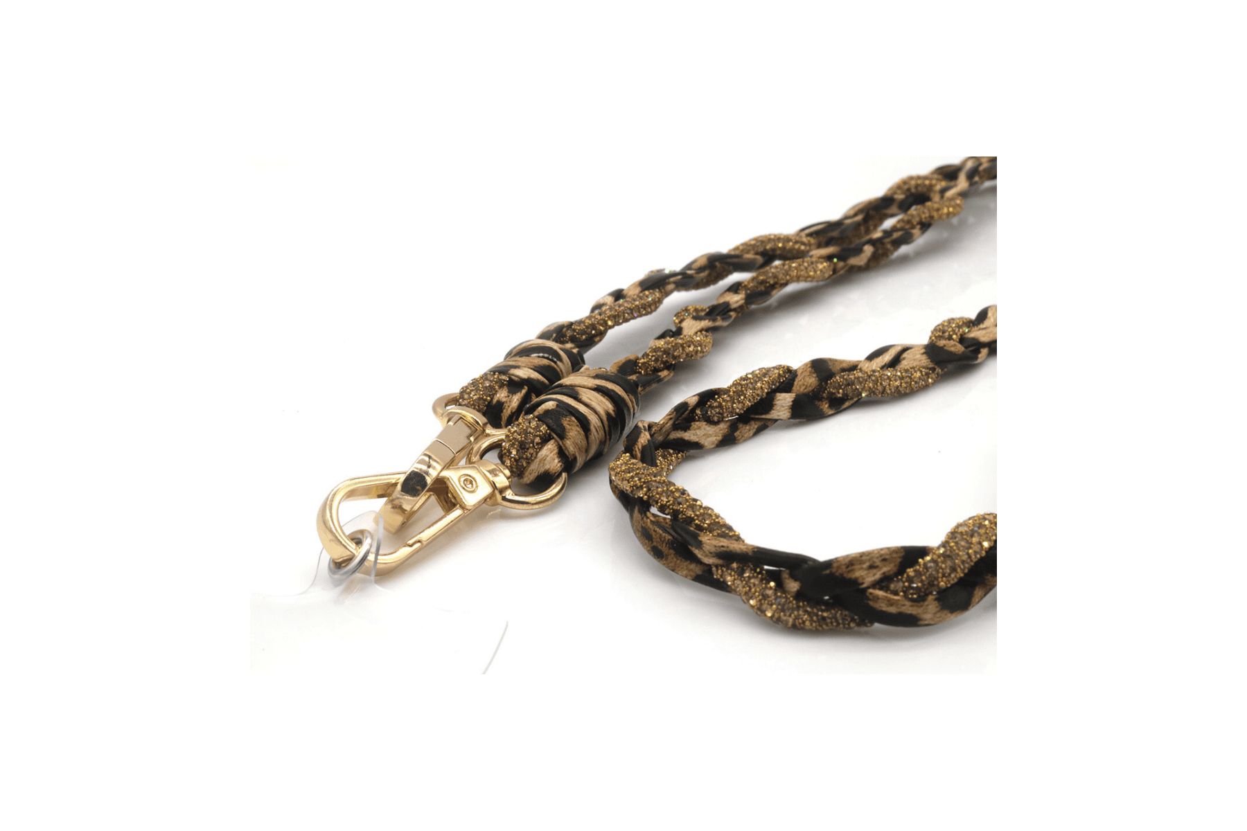 Telefoonkoord panterprint en glitter