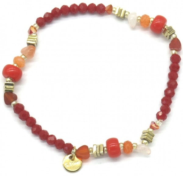 Armband glaskralen rood