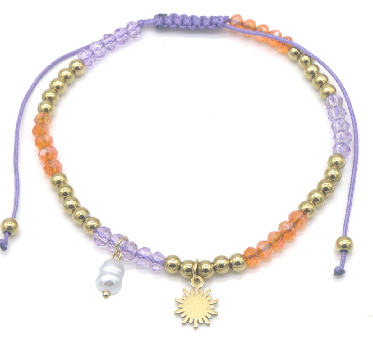 Enkelbandje glaskralen met bedel