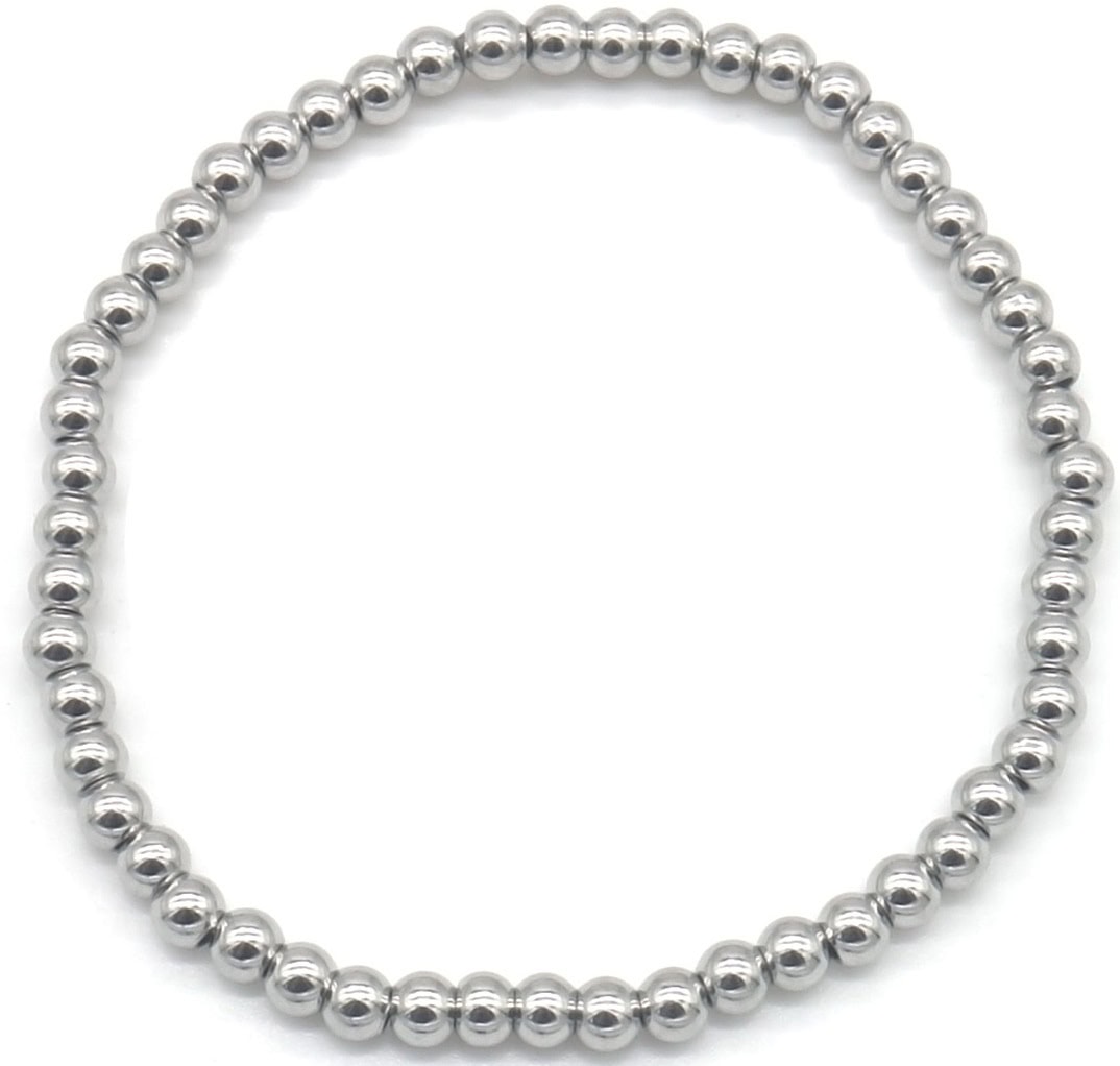 Kralenarmband zilver 4mm