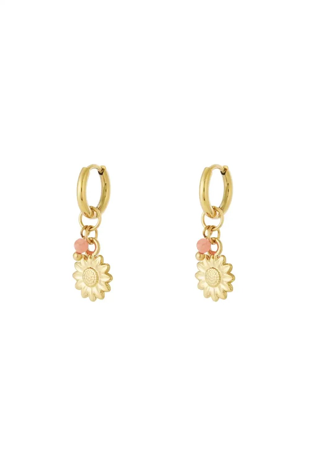 Oorbellen Bloemetje met Gekleurd Steentje Oranje