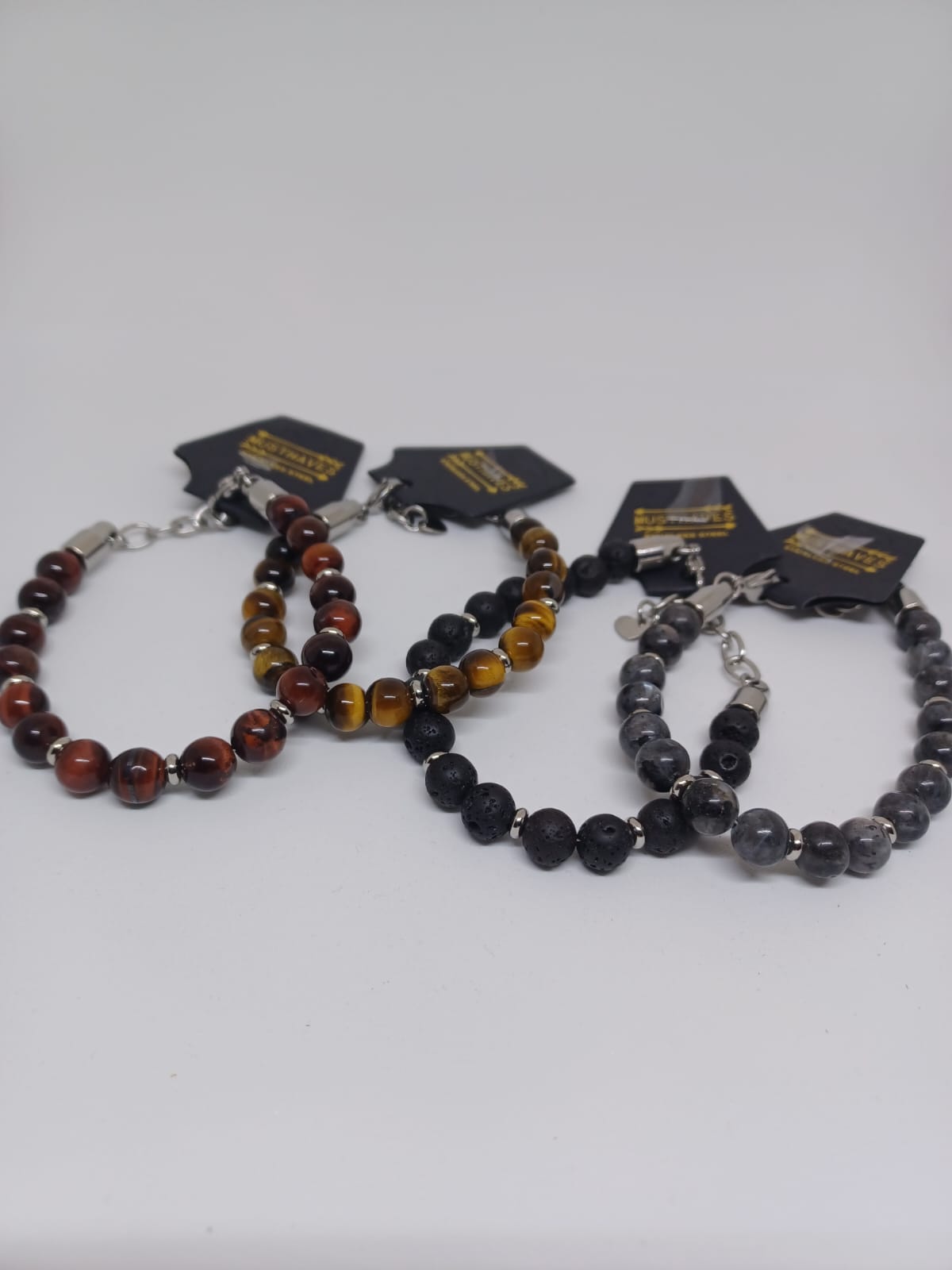 Herenarmband RVS en kralen in diverse kleuren