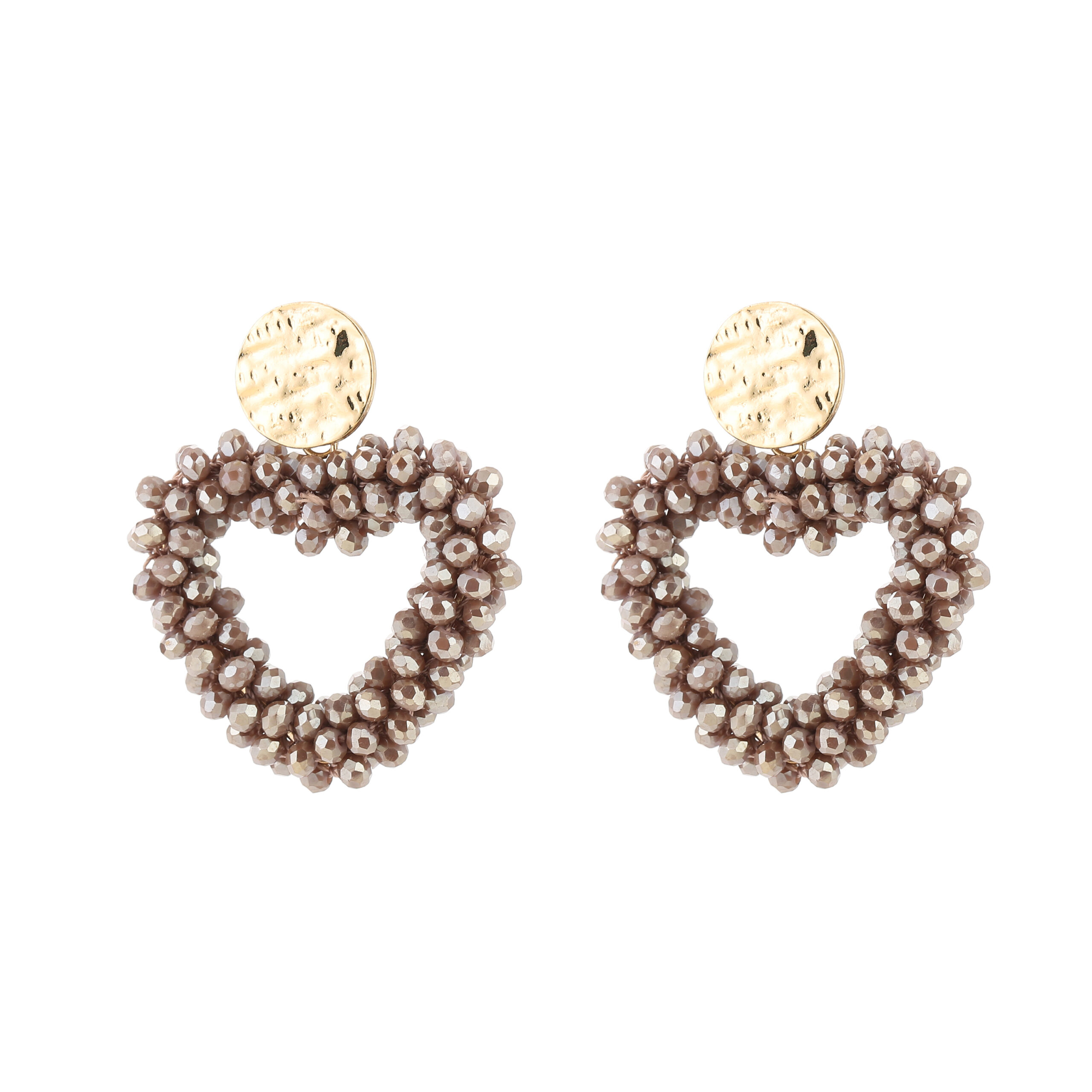 Oorbellen hart van crystal beads