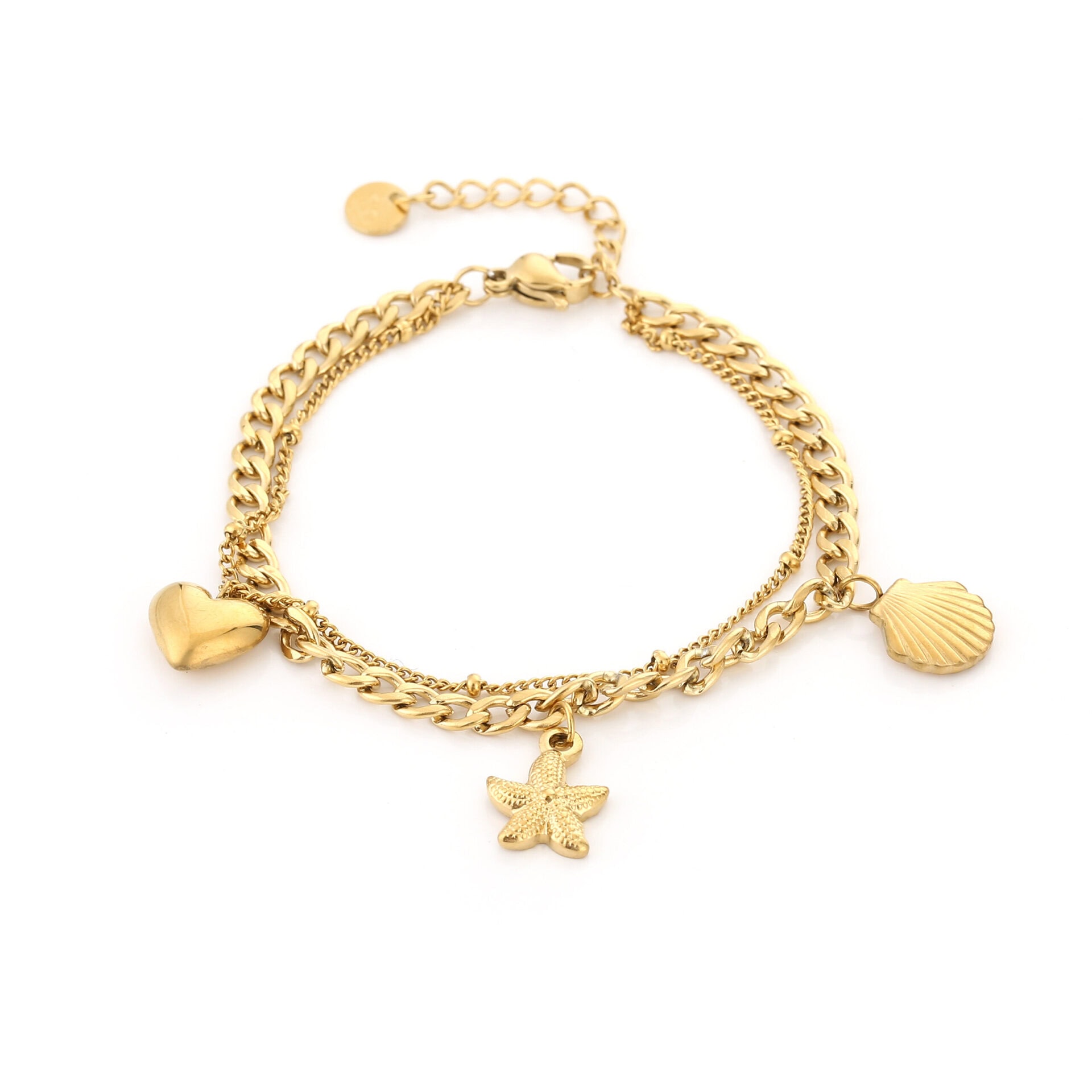 Dubbele schakelarmband met bedels