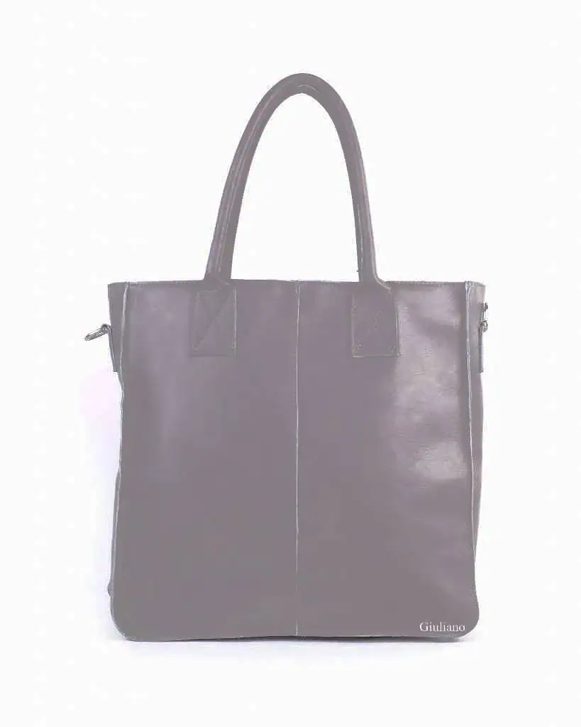 Lederen shopper donkergrijs