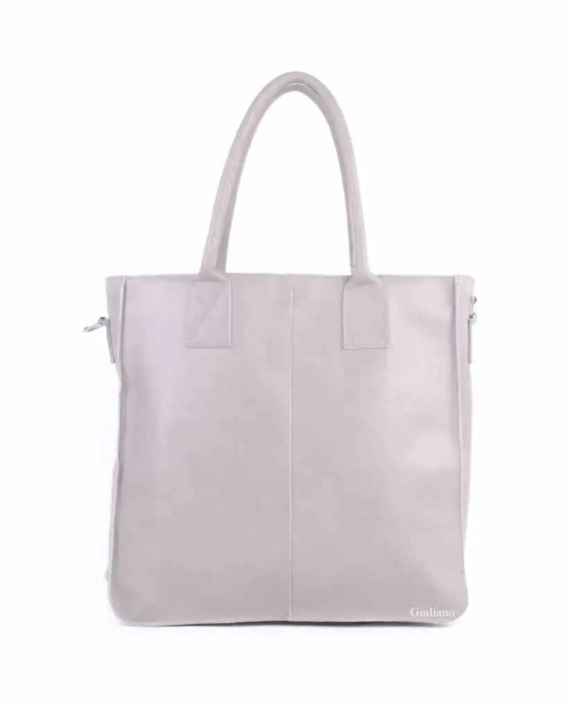 Lederen shopper lichtgrijs