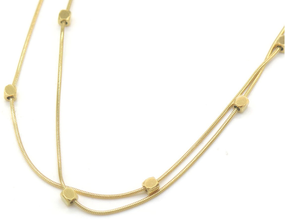 Dubbellaags ketting met blokjes bedels - Afbeelding 5