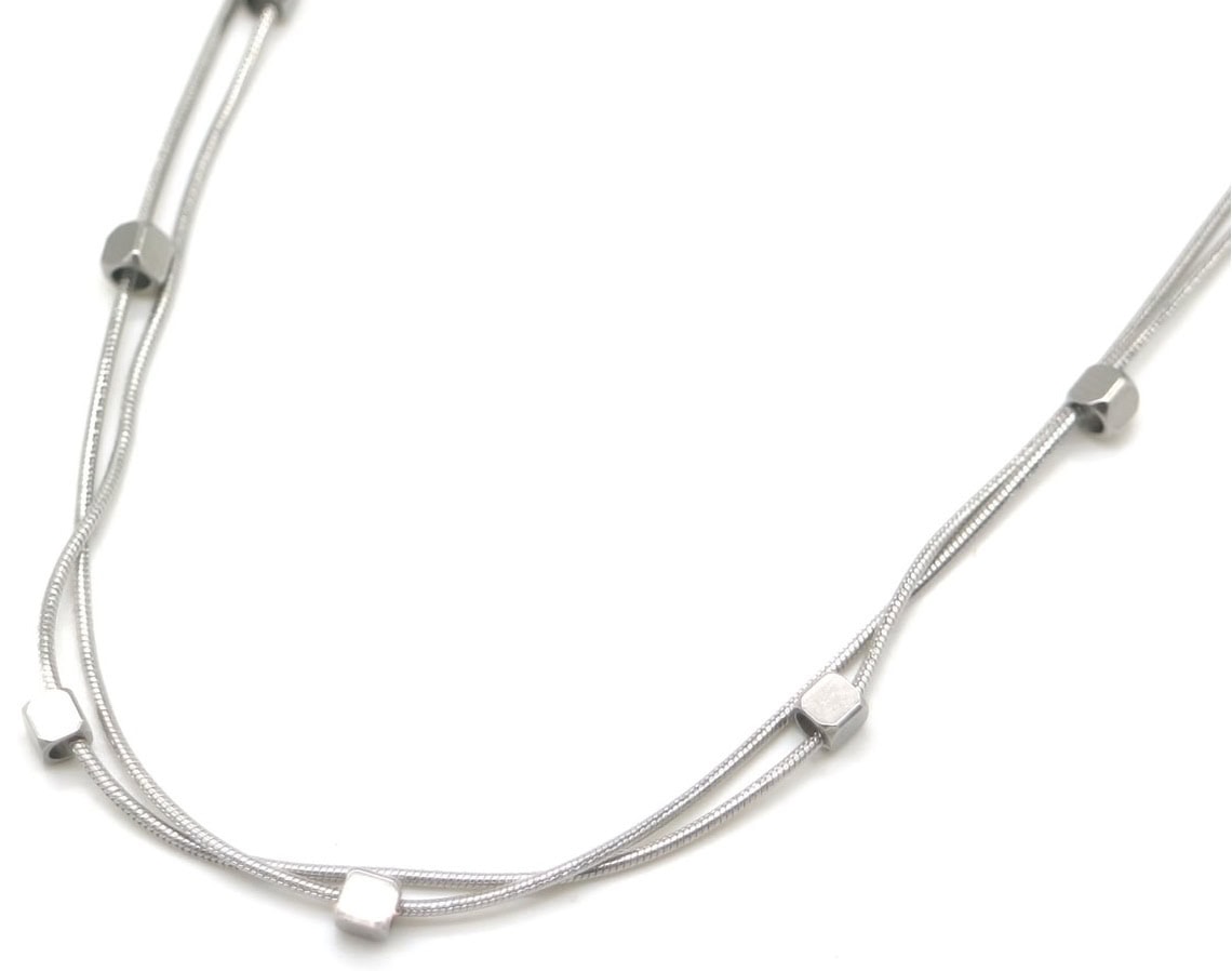 Dubbellaags ketting met blokjes bedels - Afbeelding 2