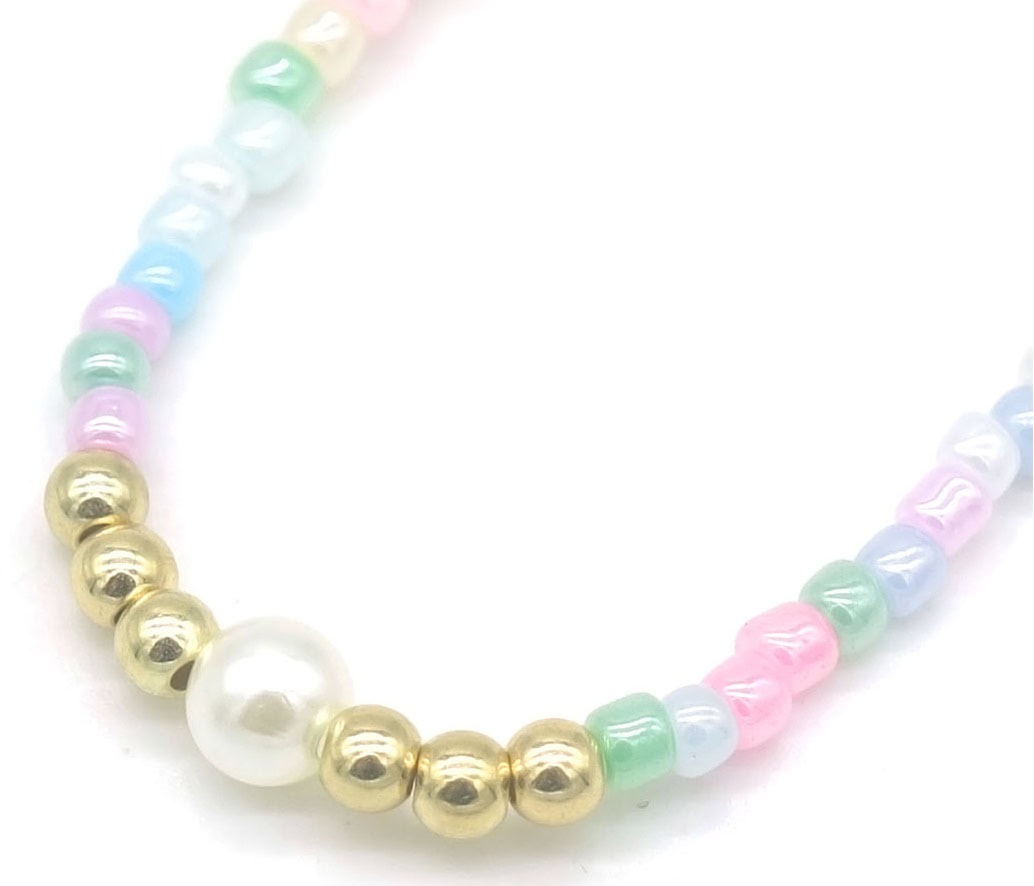 Kinderketting parels multicolour