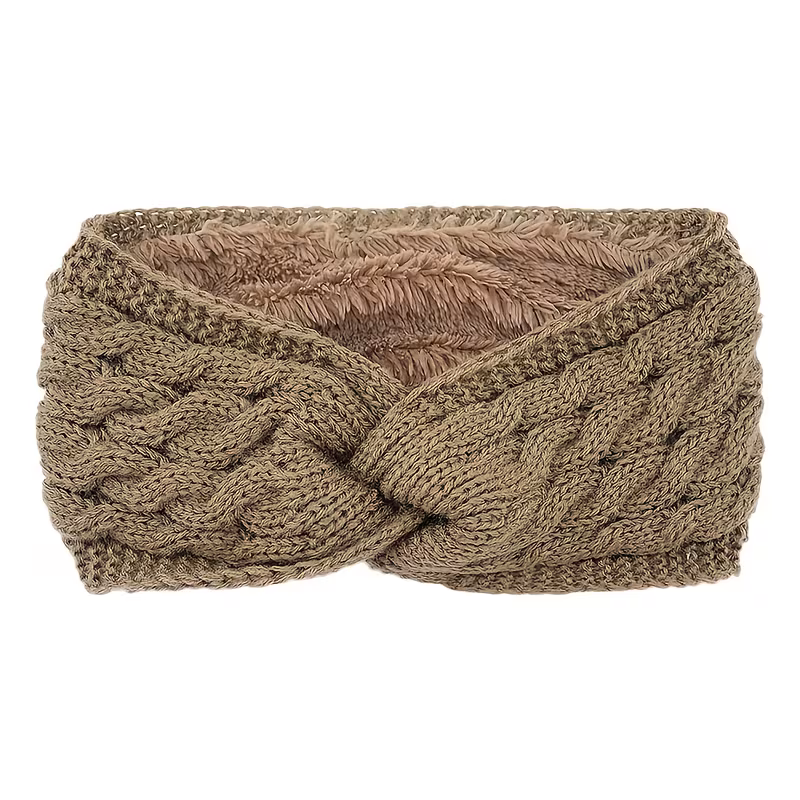 Gebreide winterhaarband twist met teddy voering in diverse kleuren