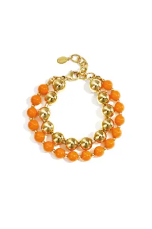 Dubbele Kralenarmband Goud en Oranje