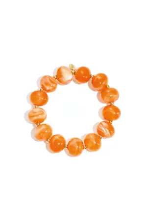 Elastieke Kralenarmband Met Grove Kralen Oranje