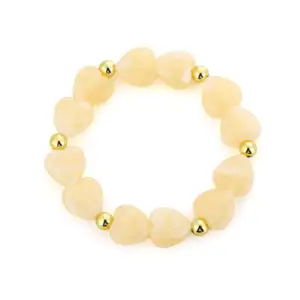 Kralenarmband Hartjes En Gouden Details Geel