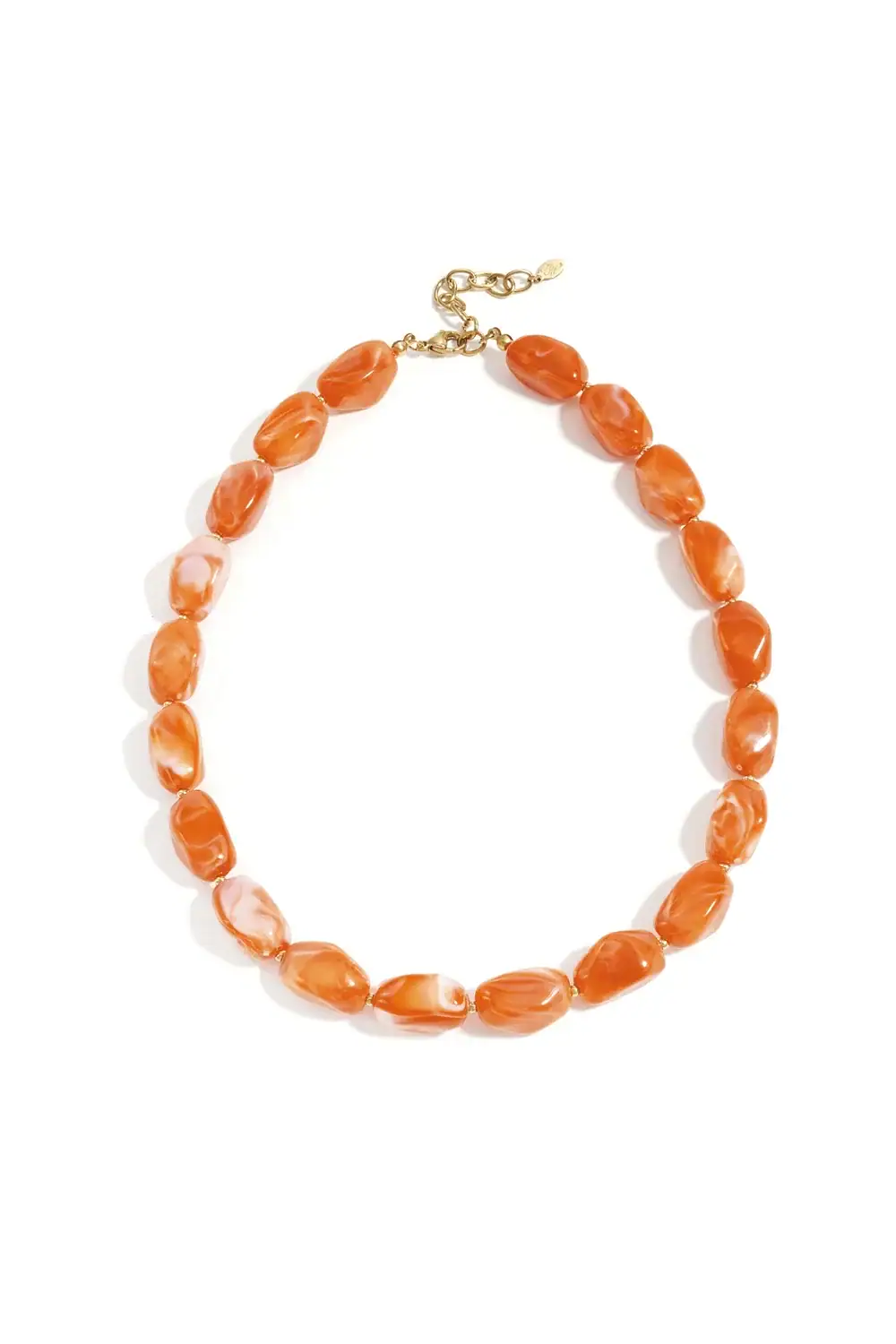Trendy Ketting Met Organische Kralen Oranje
